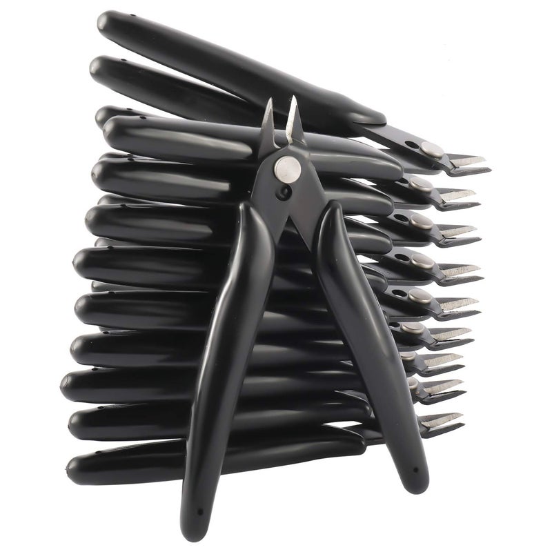 YaeCCC 10 Pack Wire Cutters Black Diagonal Cutting Pliers for Electronic, Model, Jewelry Making, 170 Flush Cutter 5 inch - Image 1
